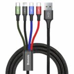 Кабел Baseus 4 в 1 USB-A към microUSB/Lightning/2xUSB Type-C, 3.5A, 1.2м, черен CA1T4-B01