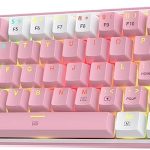 Кабелна/Bluetooth 5/2.4GHz RGB механична геймърска клавиатура Redragon Fizz Pro K616-RGB-WP_RD - бяло/розово