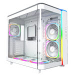 Montech кутия KING 95 Pro, Dual Chamber Mid-tower Case, 6 ARGB Fans, 2 Front Panels, White