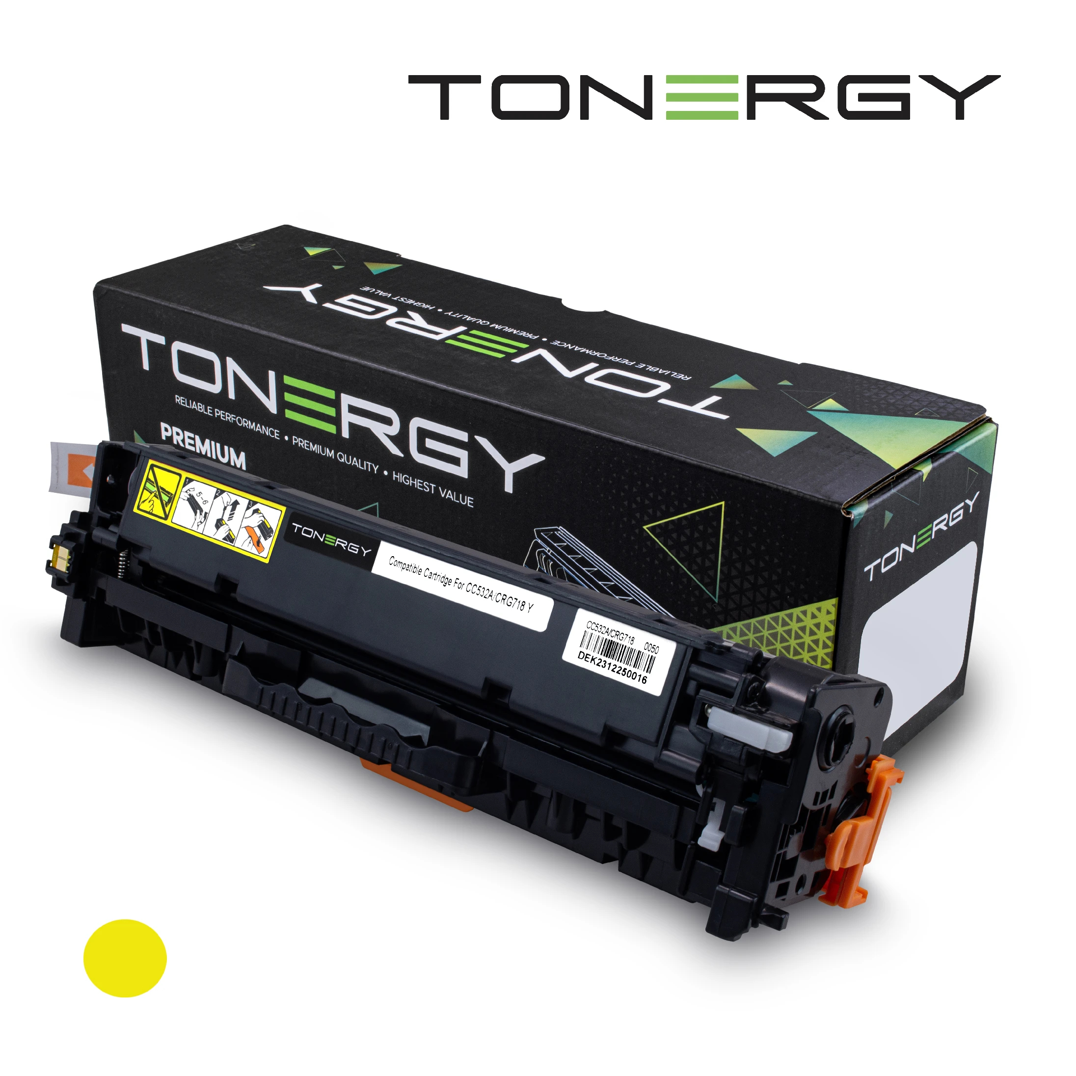 tonergy_cc532a_crg718_y_ik9hfc Tonergy съвместима Тонер Касета Compatible Toner Cartridge HP 304A CC532A CANON CRG-718/CRG-318/CRG-418/CRG-118 Yellow, 2.8K - Image 1