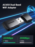 Ugreen безжичен адаптер Wireless USB adapter AC650 433Mbps CM448 - 20204 - Image 5