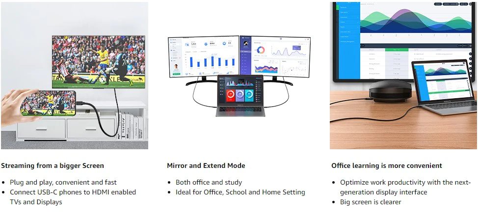 Vention кабел Cable Type-C to HDMI - 2.0m 4K Black - CGUBH - Image 5