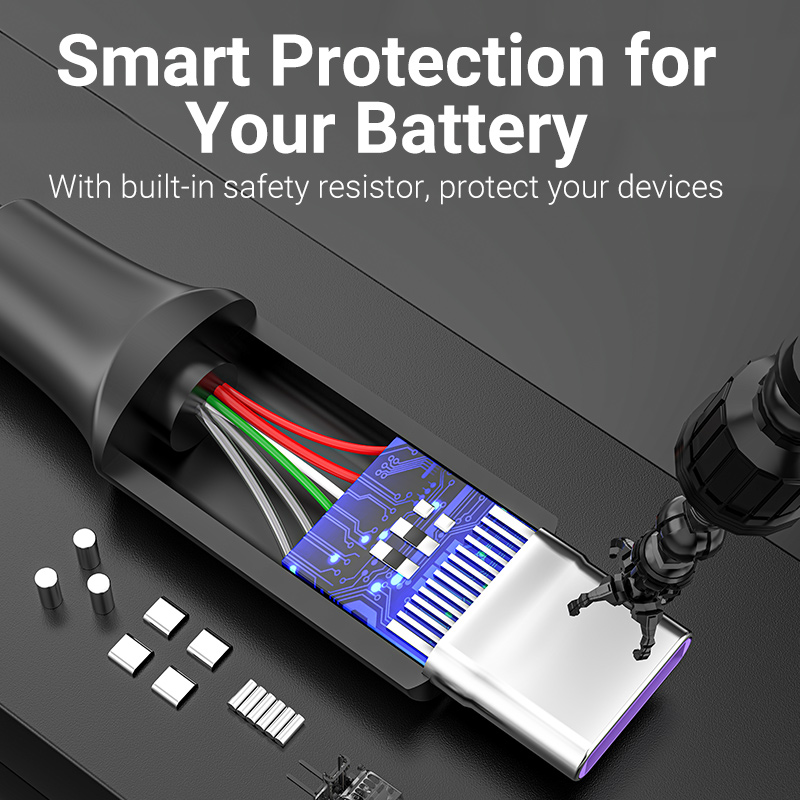 Vention Кабел USB 3.1 Type-C / USB 2.0 AM - 0.5M Black 5A Fast Charge - CORBD - Image 6