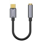 Адаптер за слушалки Baseus L54 с USB-C / mini jack 3.5mm DAC 24 bit 48 KHz конектори 161152 - сив