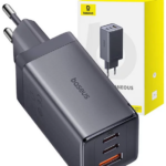 Зарядно устройство Baseus GaN5 Ultra 2x USB-C + USB, 65W + cable 1м P10110812827-Z1 - сиво