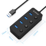 Orico хъб USB3.0 HUB 4 port black, 4 On/Off buttons - W9PH4-U3-BK - Image 4