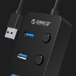 Orico хъб USB3.0 HUB 4 port black, 4 On/Off buttons - W9PH4-U3-BK - Image 3