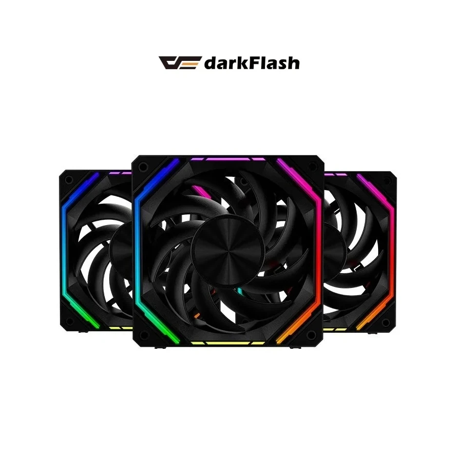 darkflash_inf32_argb_bk_01_foy8lt Darkflash Комплект вентилатори Fan Pack 3-in-1 3x120mm - INF32 Black, Daisy-Chain, Infinity Mirror, A-RGB - Image 1