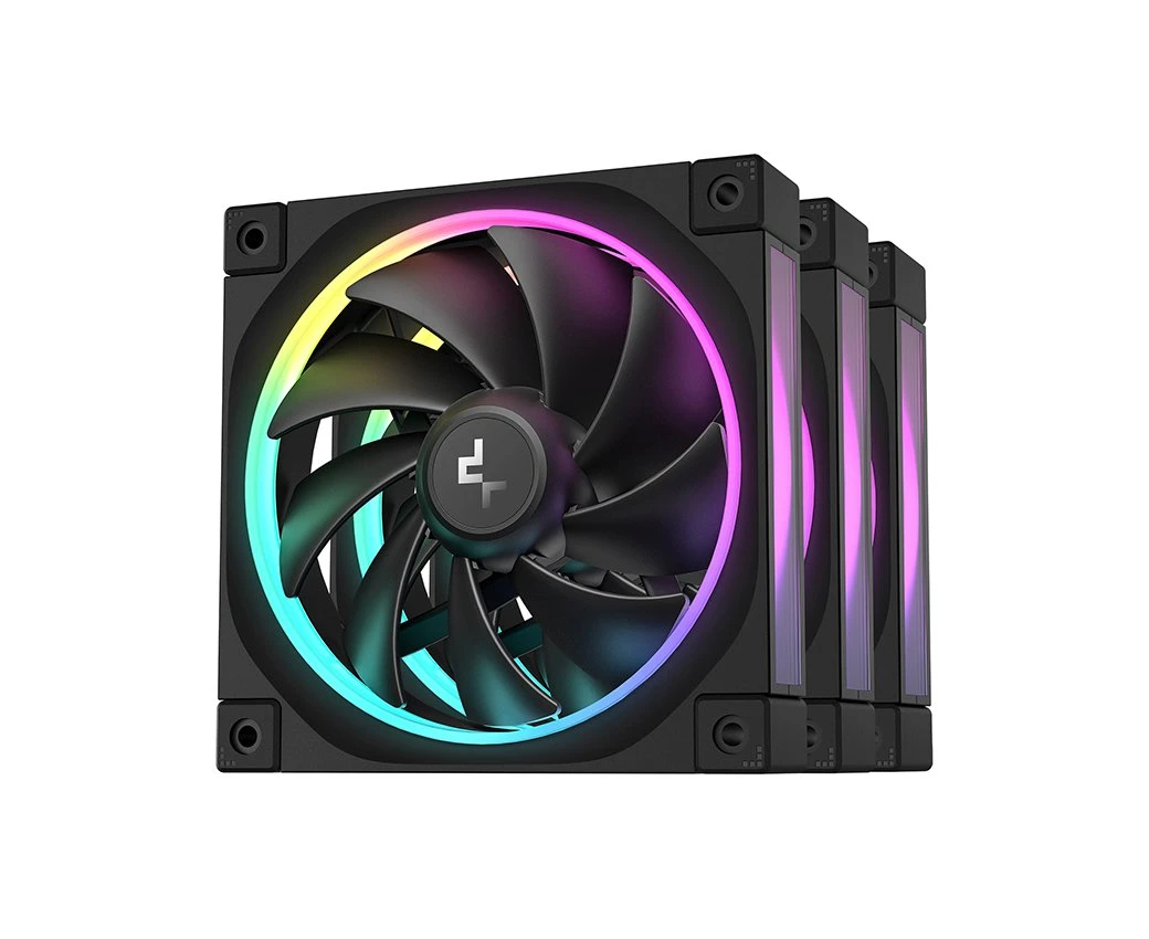 deepcool_fl12_3in1_01_dbtz8z DeepCool Комплект вентилатори Fan Pack 3-in-1 3x120mm - FL12 Black, Addressable RGB - Image 1