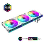 Gamemax Комплект вентилатори Fan Pack 3-in-1 3x120mm - FN12A-S3I White, Daisy-Chain, Addressable RGB - Image 2