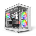 Montech кутия KING 65 Pro, Dual Chamber Mid-tower Case, 3 ARGB Fans, White