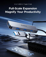 Orico хъб HUB USB-C/USB-A 4 port - USB3.0 x 1, USB2.0 x 3, Aluminium - YSA5-U3-GY - Image 3