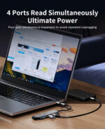 Orico хъб HUB USB-C/USB-A 4 port - USB3.0 x 1, USB2.0 x 3, Aluminium - YSA5-U3-GY - Image 6