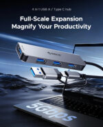 Orico хъб HUB USB-C/USB-A 7 port - USB-C x 2, USB3.0 x 1, USB2.0 x 4, Aluminium - YSA7-U3-GY - Image 4