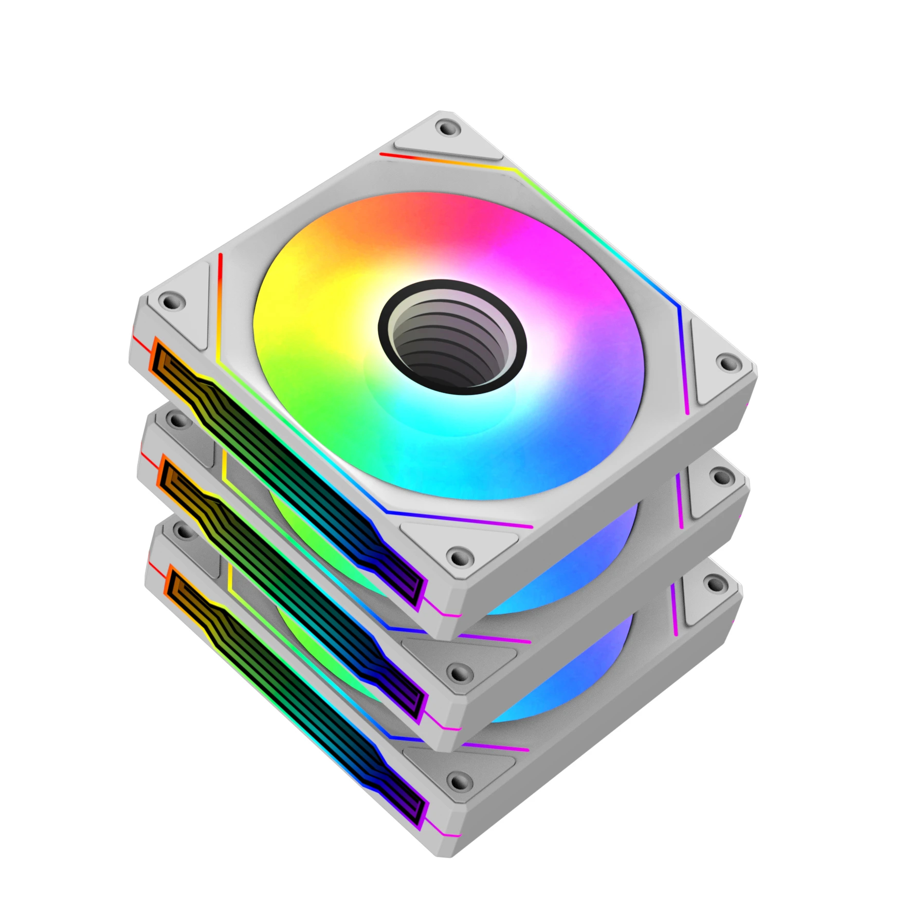 xigmatek_infinity_g20a_arctic_01_blhn3i Xigmatek Комплект вентилатори Fan Pack 3-in-1 3x120mm - Infinity G20A Arctic - Infinity Mirror, A-RGB - Image 1