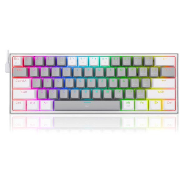 RGB Механична геймърска клавиатура Redragon Fizz K617-RGB-GW сиво/бяло - Image 1