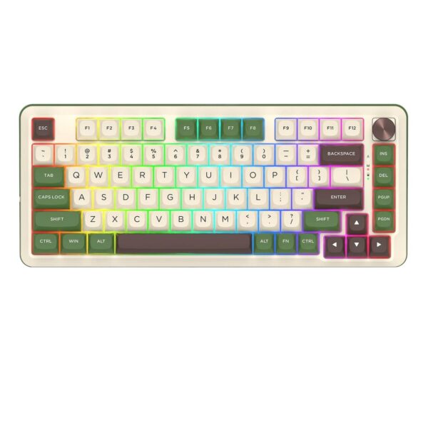 Геймърска механична клавиатура Redragon Cyrus Pro K681CGC-RGB-PRO с Bluetooth и безжична връзка, бяла със зелено и RGB осветление - Image 1