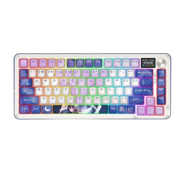 Геймърска Bluetooth и безжична механична геймърска клавиатура Redragon Flekact Pro K708AK-RGB-PRO с RGB осветление - бяла/аниме - Image 1
