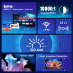 MagCubic преносим мултимедиен проектор Portable Multimedia Projector HY320NTV - 4K, Android 13, Wi-Fi, Bluetooth 5.2 - Image 3