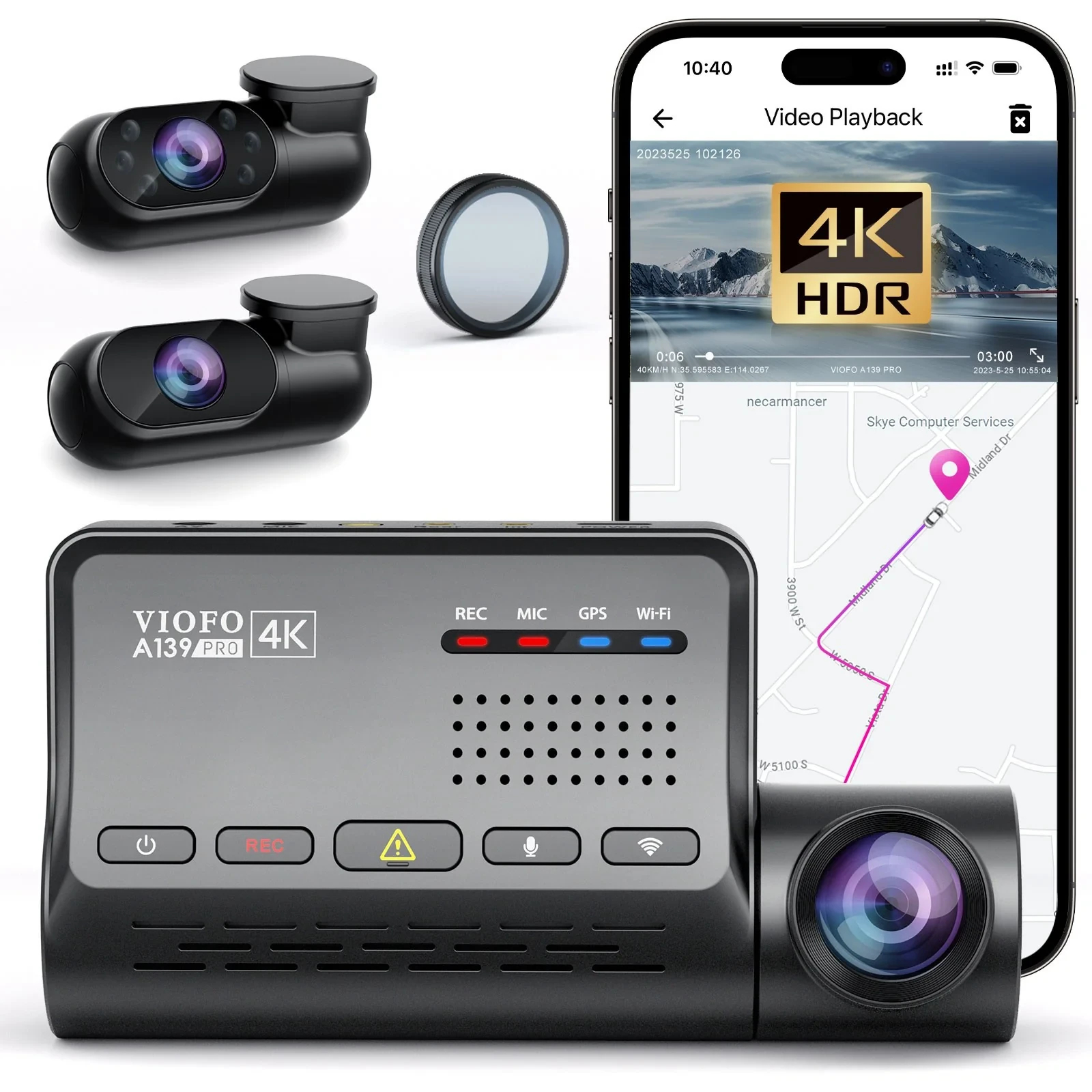 viofo_a139_pro_3ch_02_jwfk6i VIOFO Видеорегистратор Dash Cam A139 PRO 3 Channel - 4K UHD, Sony STARVIS 2, GPS - Image 2