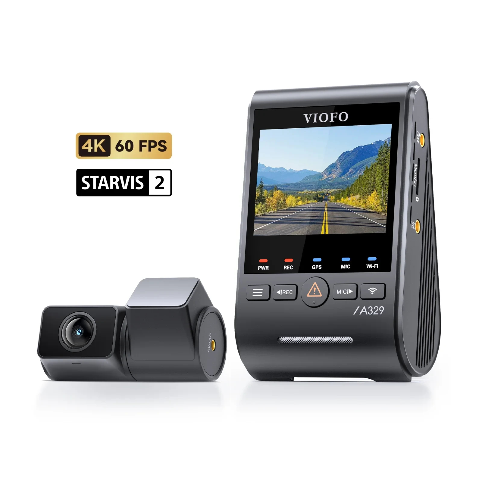 viofo_a329s_2ch_01_aj8vgn VIOFO Видеорегистратор Dash Cam A329S 2 Channel - 4K, HDR, Dual Sony STARVIS 2, GPS, Bluetooth, Wi-Fi 6 - Image 1