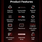 Madlions професионална геймърска механична клавиатура Professional Gaming Mechanical Keyboard MAD 60 HE Flagship V2 - 8K, Magnetic Amber Pro Switches - Black - Image 3