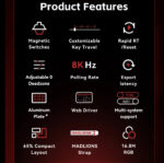 Madlions професионална геймърска механична клавиатура Professional Gaming Mechanical Keyboard MAD 60 HE Flagship V2 - 8K, Magnetic Amber Pro Switches - White - Image 3