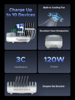 Orico зарядна станция за мобилни устройства Charger Station 220V - 10 x USB 120W white - DUK-10P-EU-WH - Image 6