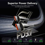 Vention кабел Cable - USB2.0 Type-C to Type-C - 5A Fast Charging, 240W, PD3.1, 1.2m -  CTYBAV - Image 4