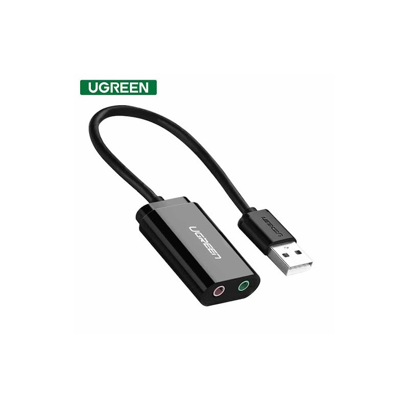ugreen-us205-sound-adapter-usb20-35mm-vnshen Аудио Адаптер Ugreen - US205, USB2.0/3.5mm, черен - Image 1